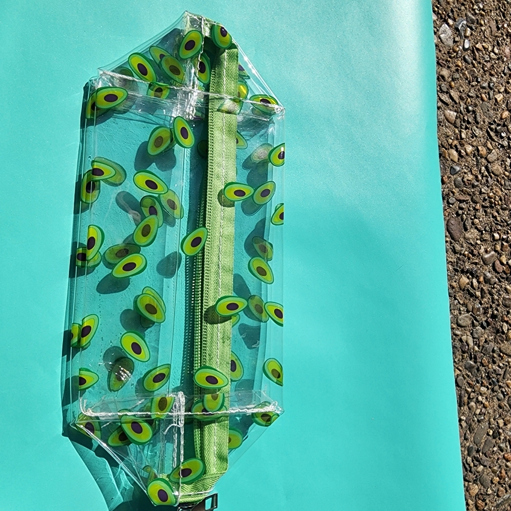 🎆 Clear Avocado Makeup Bag | Travel Cosmetic Case | TSA Friendly | OS
